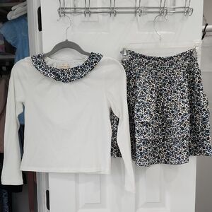 Copper Key White Long Sleeve Top with Floral Skirt